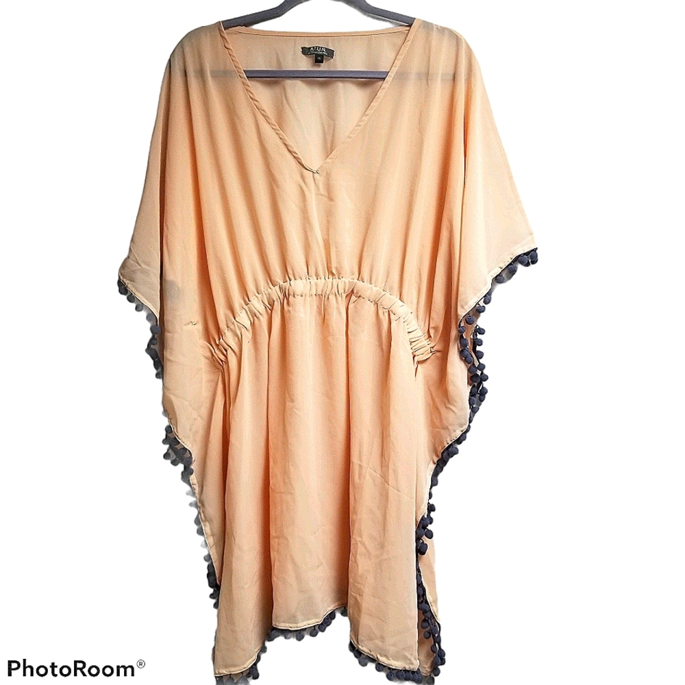 A.T.U.N Peachy PomPom Cinched Waist Swim Cover 1x